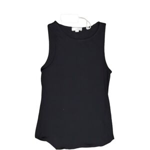 NWT VINCE Stretch Rib Tank Top Black L /Scoop Neck Minimalist Knit